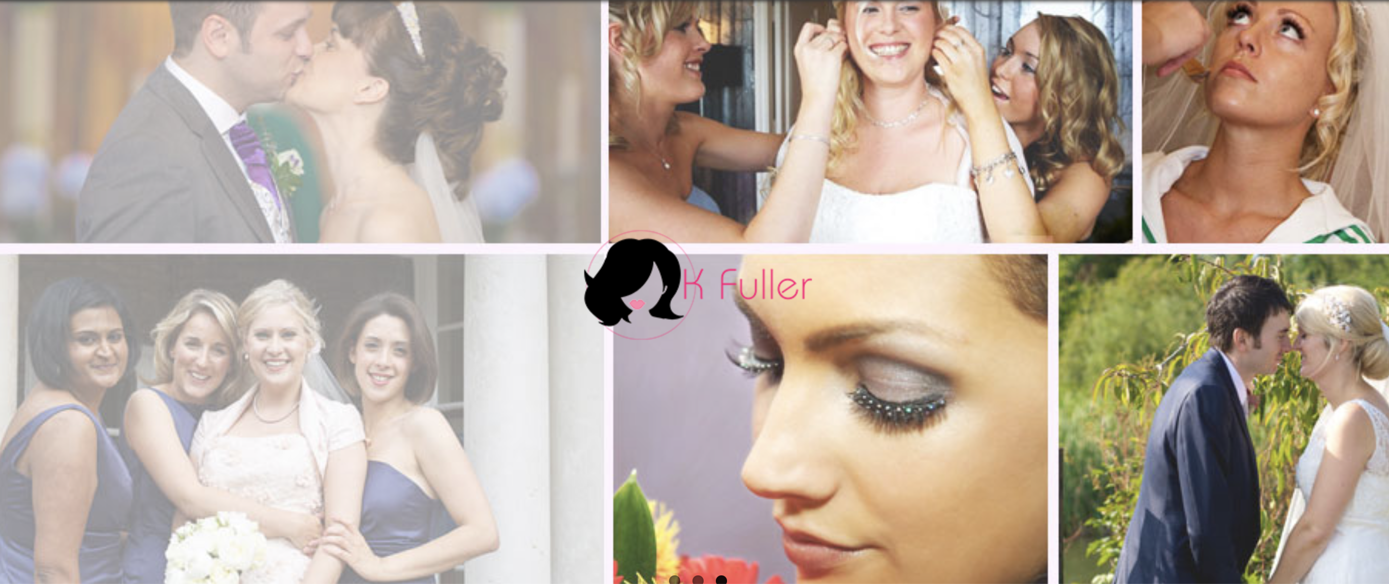 Original K Fuller homepage collage showing brides, bridal make-up and the K Fuller logo